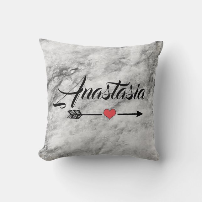 Koel, verbluffend, zilveren marmer jouw naam kussen (Voorkant)