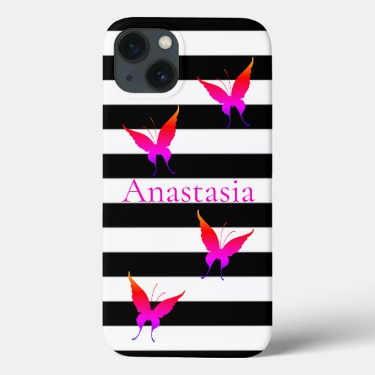 Koel, verbluffend, zwarte en witte strepen, buterf Case-Mate iPhone case (Achterkant)