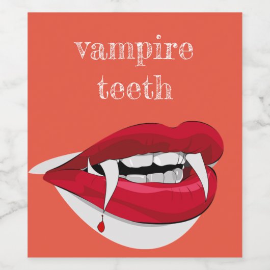 Koel verbluffende lippen Vampire Teeth Wijn Etiket (Enkel label)