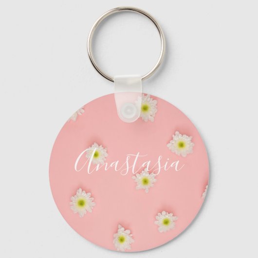 Koel, verbluffende roze bloemen sleutelhanger (Voorkant)