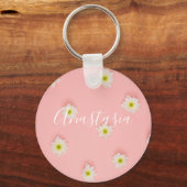 Koel, verbluffende roze bloemen sleutelhanger (Voorkant)