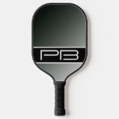 Koel verloop modern dubbele initialen zwart grijs pickleball paddle (Voorkant)