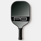 Koel verloop modern dubbele initialen zwart grijs pickleball paddle (Achterkant)