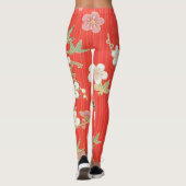Koel verschillende kleurenbloemen op oranje achter leggings (Achterkant)