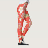Koel verschillende kleurenbloemen op oranje achter leggings (Rechts)