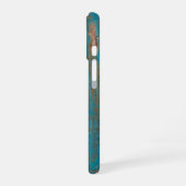 Koel Verweerd Blauw Afbladderende Verf Hout Textuu iPhone 16 Hoesje (Linkerkant)