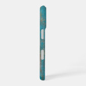 Koel Verweerd Blauw Afbladderende Verf Hout Textuu iPhone 16 Hoesje (Rechterkant)