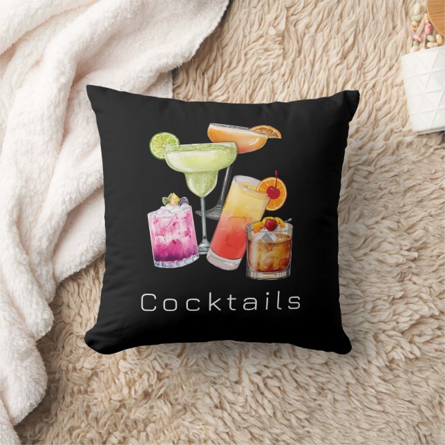 Koel vierkant kussensloop met cocktails kussen (Deken)