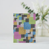 Koel vierkantjes vormen abstracte kunstglitterschi briefkaart (Staand voorkant)