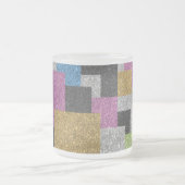 Koel vierkantjes vormen abstracte kunstglitterschi matglas koffiemok (Center)