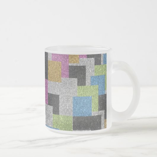 Koel vierkantjes vormen abstracte kunstglitterschi matglas koffiemok (Rechts)