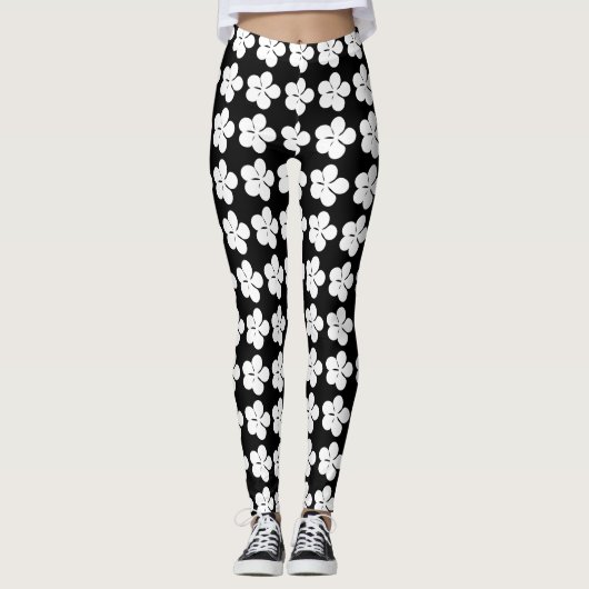 Koel vijf witte Leggings van de Bloem van de Bouw  (Voorkant)