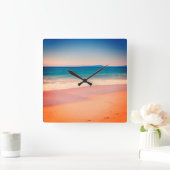 Koel Vintage Overlay Style Beach foto Vierkante Klok (Huis)