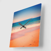 Koel Vintage Overlay Style Beach foto Vierkante Klok (Hoek)