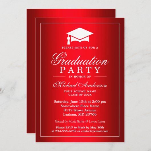 Koel vlakke rode gradiënt Kijk Afstuderen Afstuder Kaart (Voorkant / Achterkant)