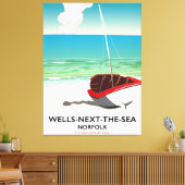 Koel-volgende-de-Zee Norfolk Beach reisposter Canvas Afdruk (Insitu (Woonkamer))