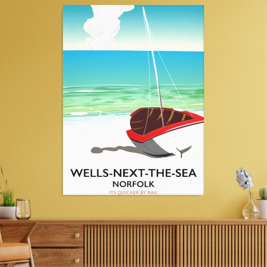 Koel-volgende-de-Zee Norfolk Beach reisposter Canvas Afdruk (Insitu (Woonkamer))