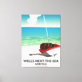 Koel-volgende-de-Zee Norfolk Beach reisposter Canvas Afdruk (Voorkant)