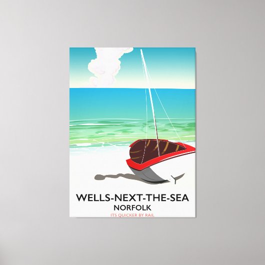 Koel-volgende-de-Zee Norfolk Beach reisposter Canvas Afdruk (Voorkant)
