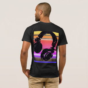 koel voor de DJ, hoofdtelefoon met strepen T-shirt