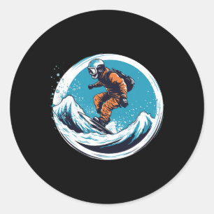 Koel voor snowboard en skiliefhebber in de witte b ronde sticker