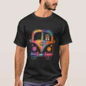 Koel vrede amp liefde Pitbull in Hippie Bus T-shirt (Voorkant)