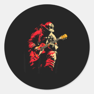 Koel vuur en vuur gitaar voor brandweer rock ronde sticker