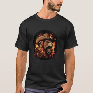 Koel Vuur Leeuw met Cowboy Hoed voor Vlammen Liefh T-shirt