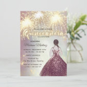 Koel vuurwerk glitter elegante gouden sprankeling kaart (Staand voorkant)