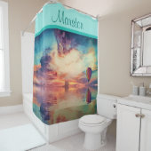 Koel Warm Luchtballon - Zonneopje - Blauwgroen Sho Douchegordijn (In situ)