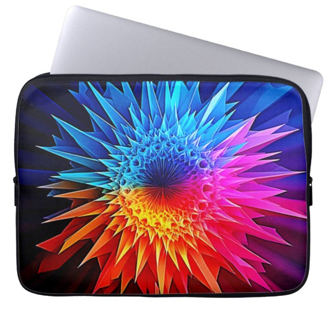 Koel Warm Spikey Starburst Kunst Laptop Sleeve (Voorkant)