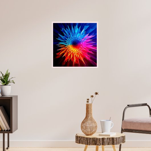 Koel Warm Spikey Starburst Kunst Poster (Woonkamer 3)