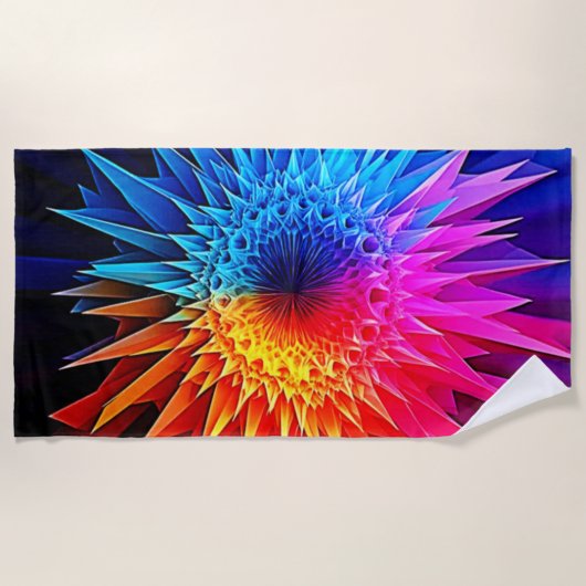 Koel Warm Spikey Starburst Kunst Strandlaken (Voorkant)