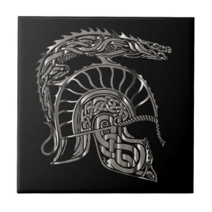 Koel Warrior Metallic Drakenhelm Tegeltje