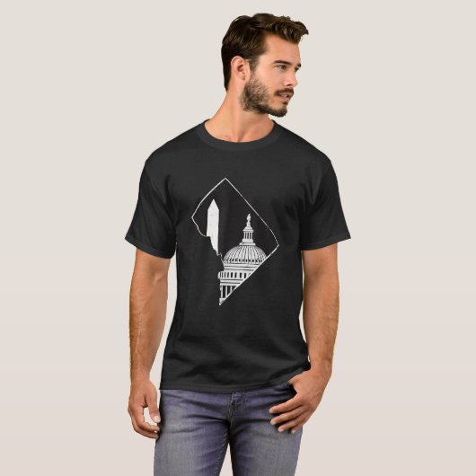Koel Washington DC met het monument en het Capitoo T-shirt (Voorkant volledig)
