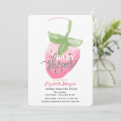 Koel Waterverf Aardbeien Baby shower Kaart (Staand voorkant)