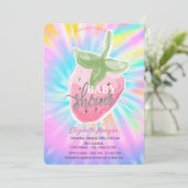 Koel Waterverf Aardbeien Tie Dye Baby shower Kaart (Staand voorkant)