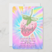 Koel Waterverf Aardbeien Tie Dye Baby shower Kaart (Voorkant)