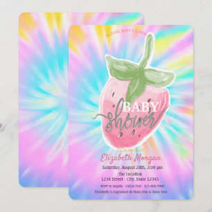 Koel Waterverf Aardbeien Tie Dye Baby shower Kaart