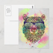 Koel waterverf beer met brillenglazen briefkaart (Voorkant / Achterkant)