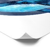 Koel waterverf melkwegwalvis met blauwe luchtbel poster (Hoek)