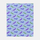 Koel Waterverf Salamander in Blauw Fleece Deken (Voorkant)