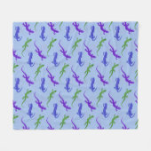 Koel Waterverf Salamander in Blauw Fleece Deken (Voorkant (Horizontaal))