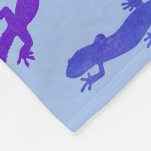 Koel Waterverf Salamander in Blauw Fleece Deken