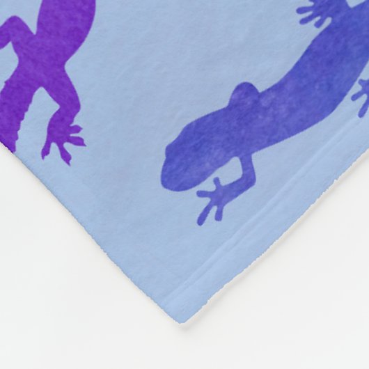 Koel Waterverf Salamander in Blauw Fleece Deken (Hoek)