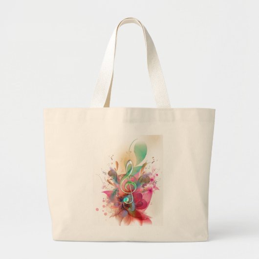 Koel waterverven met verdrievoudigde muzieknoten grote tote bag (Voorkant)