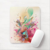 Koel waterverven met verdrievoudigde muzieknoten muismat (Met muis)