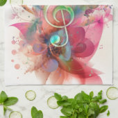 Koel waterverven met verdrievoudigde muzieknoten theedoek (Gevouwen)