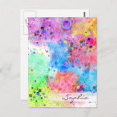 Koel waterverven pauw veren abstract patroon briefkaart (Voorkant / Achterkant)