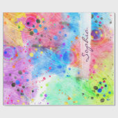 Koel waterverven pauw veren abstract patroon cadeaupapier (Vlak)